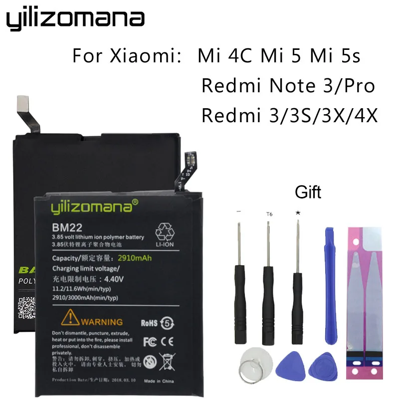 Аккумулятор YILIZOMANA BM46 BM47 для телефона Xiaomi Redmi Note 3 3Pro 3S 3X 4X Pro батареи Бесплатные