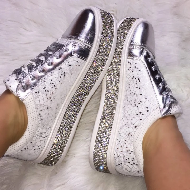 Женская обувь на плоской подошве со стразами сезон осень модная женская