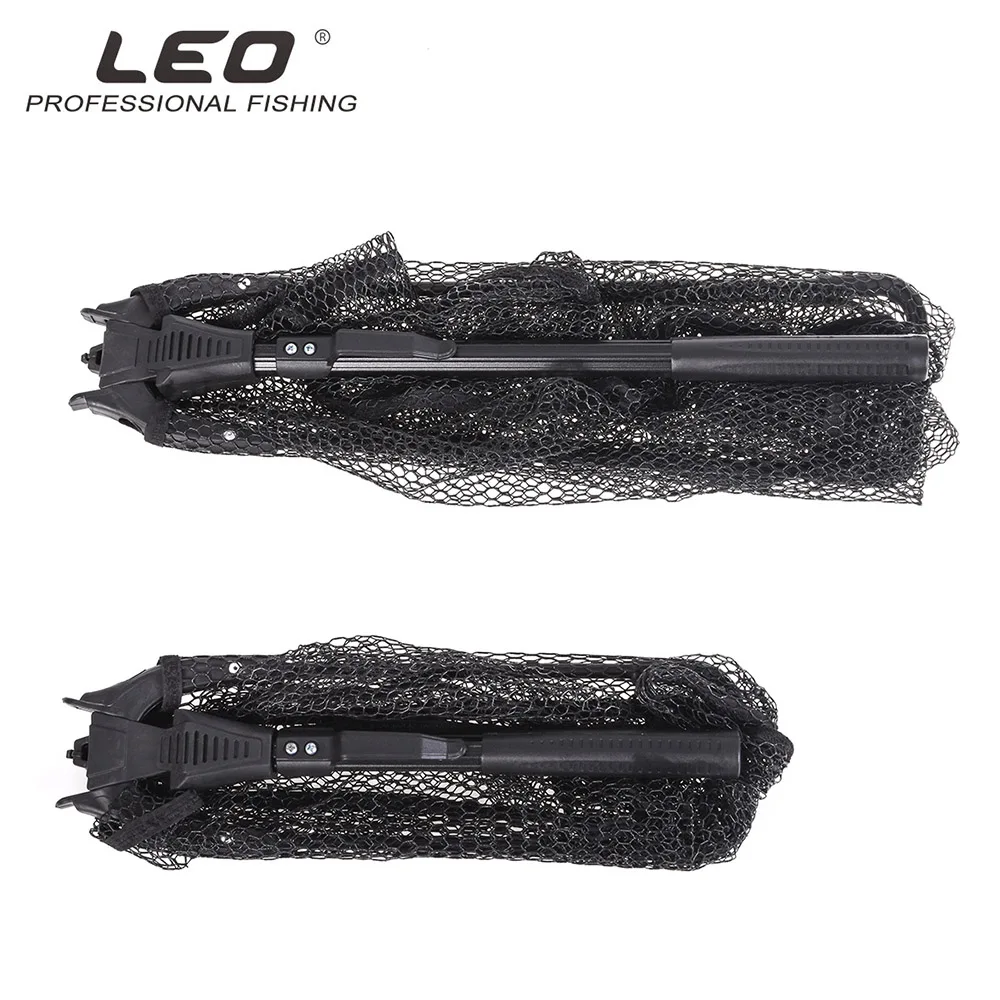 

LEO Black Fishing Nets Collapsible Tool Rhombus Mesh Hole Depth Landing Dip Portable Aluminum Alloy Triangle Folding Fishing Net