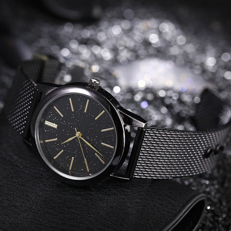 

2019 new fashion simple starry sky watch men's mesh belt men's watch quartz watch quartz watch