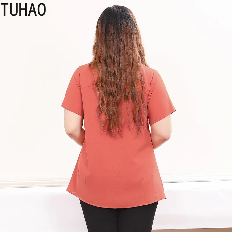 Летние топы TUHAO 10XL 9XL 8XL блузка большого размера оранжевые повседневные женские