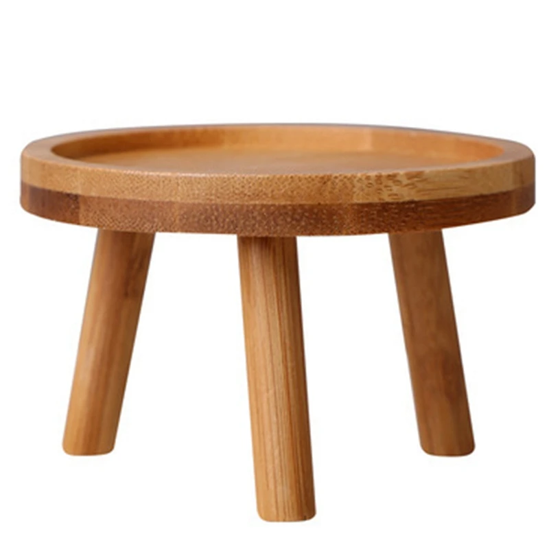 

Wooden Plant Stand Flower Pot Base Holder Stool High Stool Balcony Succulent Round Flower Shelf For Indoor Outdoor