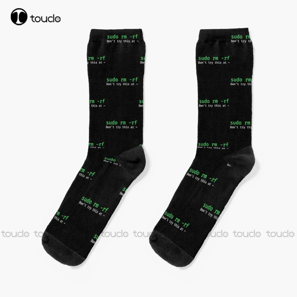 

Sudo Rm -Rf - Funny Linux Sysadmin Command Line Socks White Socks Mens Personalized Custom Unisex Adult Teen Youth Socks