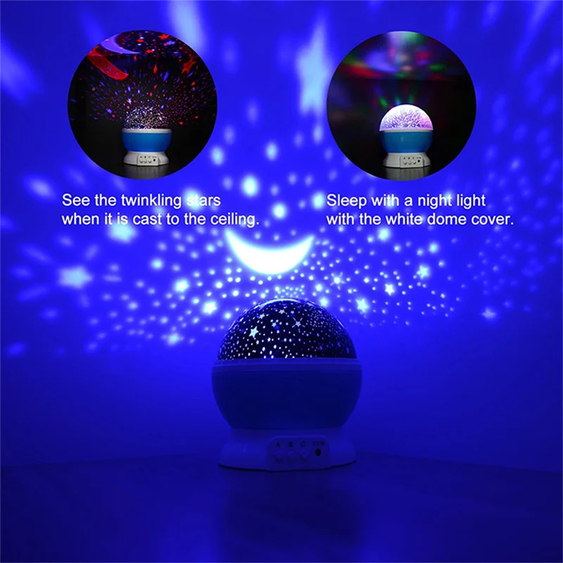 Star Projector Lamp Children Bedroom LED Night Light Baby Decor Rotating Starry Nursery Moon Galaxy Table | Лампы и освещение