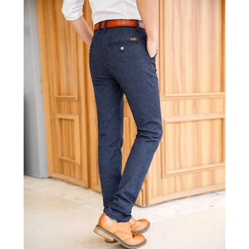 Брюки мужские повседневные стрейчевые модные облегающие хлопковые длинные