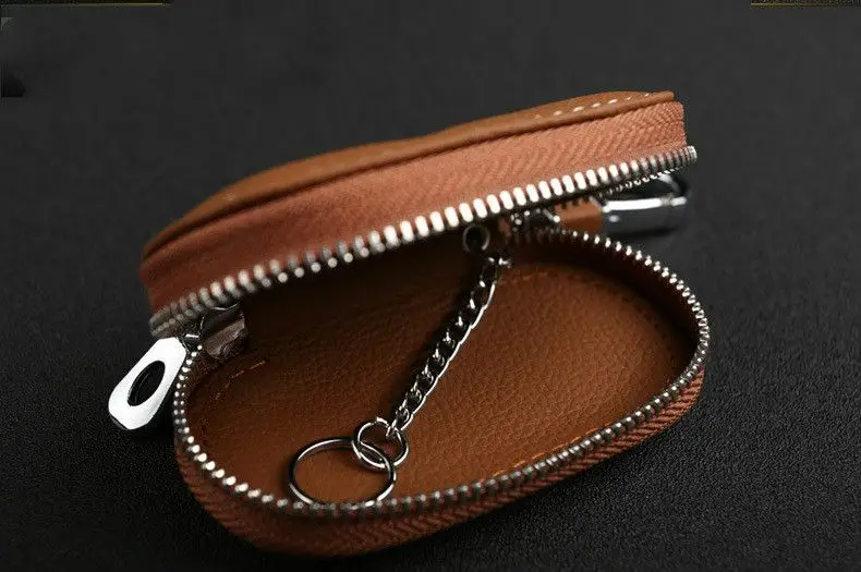 

Key Bag Genuine Leather Car Key Wallets Unisex Key Holder Housekeeper Keys Organizer Keychain Covers Zipper Key Case Pouch Purse