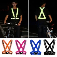 highlight reflective straps night running riding clothing vest adjustable safety vest elastic band for adults and children