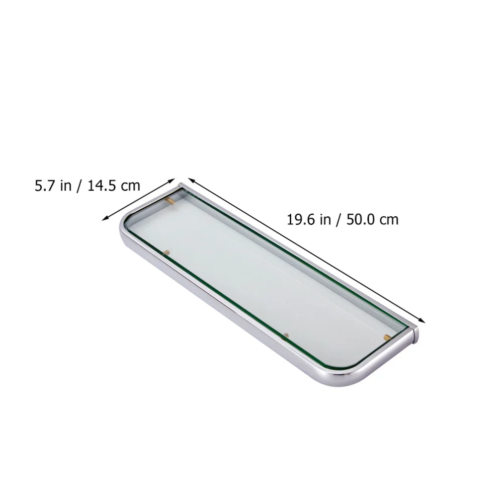 

Brass Chrome-plated Frame Single Layer Glass Storage Rack for Home (Silver)