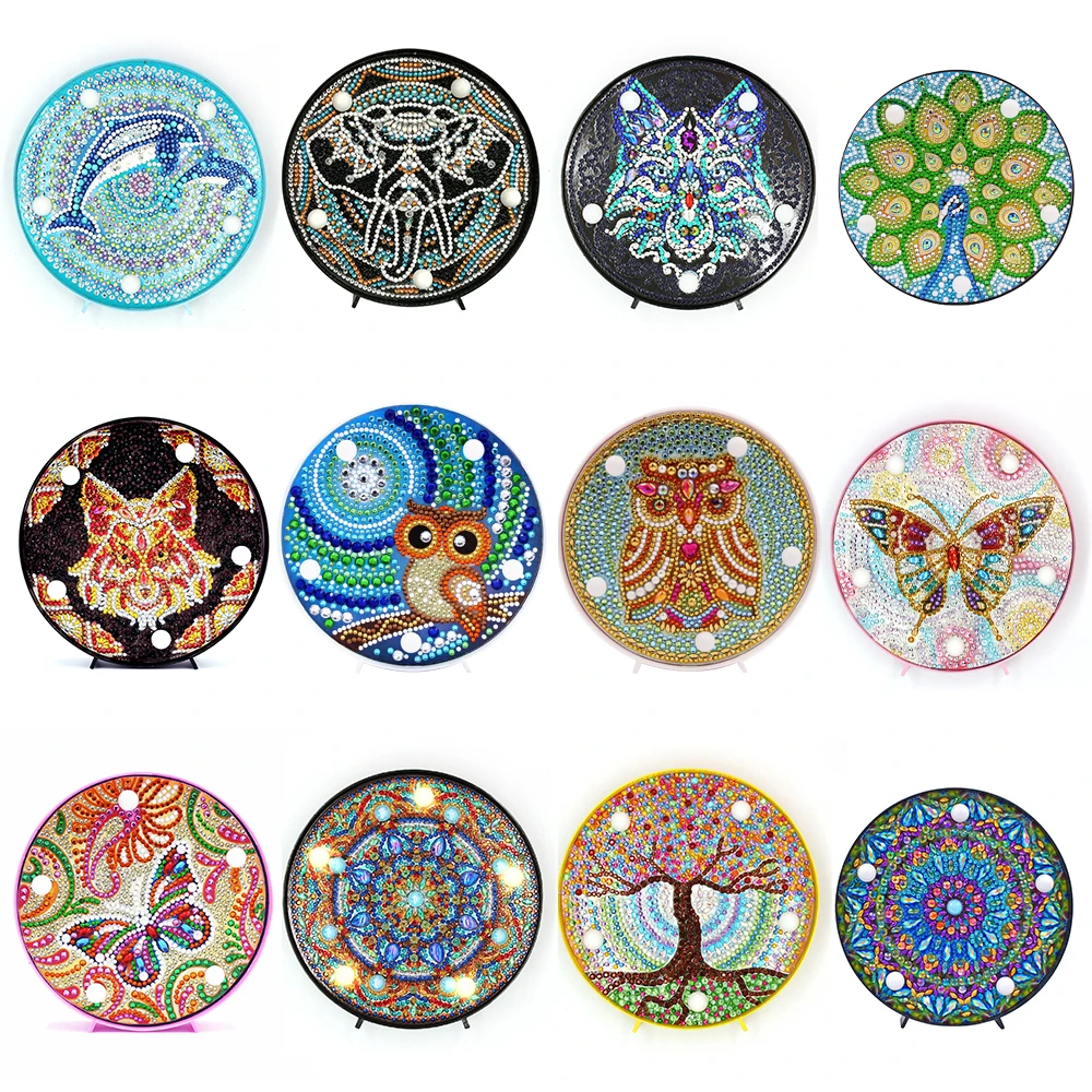 

5D DIY Art DiamondPainting Flower and Animal Pattern Night Light Diamond Mosaic FullEmbroidery Cross Stitch Home Decoration Gift