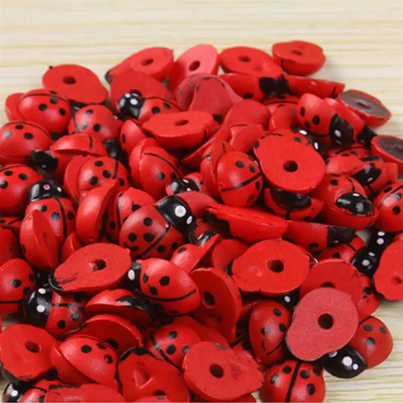 100 шт. Мини фигурки Божья коровка мох микропейзаж декоративные деревянные