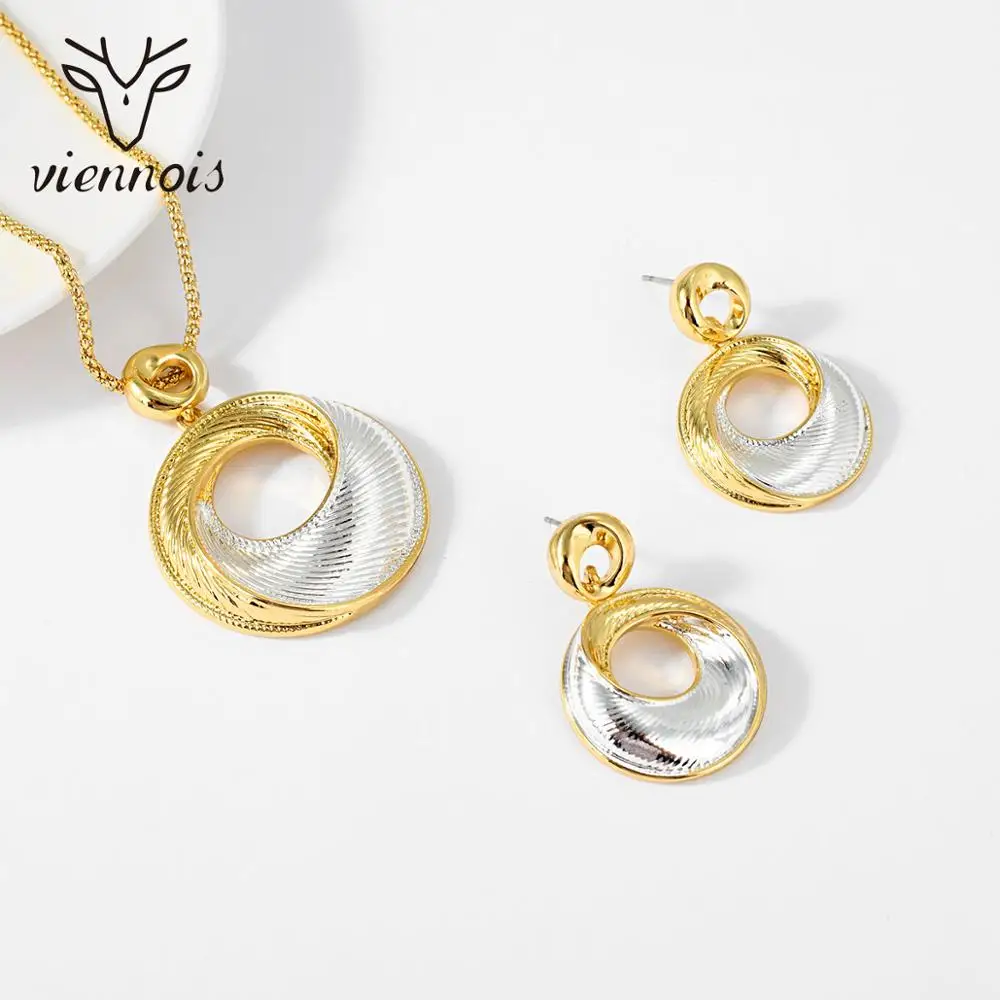 Новинка от Viennois набор украшений для женщин круглым носком острый ожерелье серьги