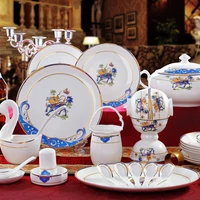 58 pieces of chinese bone china tableware set bowl and plate jingdezhen 60 head ceramic ware hotel bowl and plate set