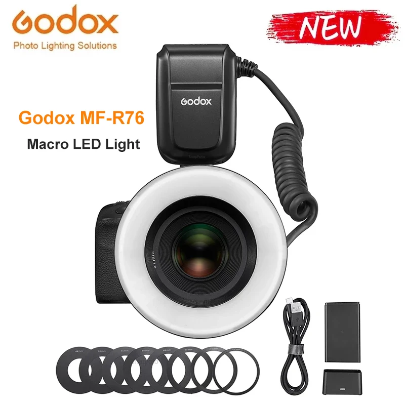Godox MF-R76 RING76 5000K Macro LED Ring Light Speedlite Flash for DSLR Canon Sony Nikon Camera vs RING72 | Электроника