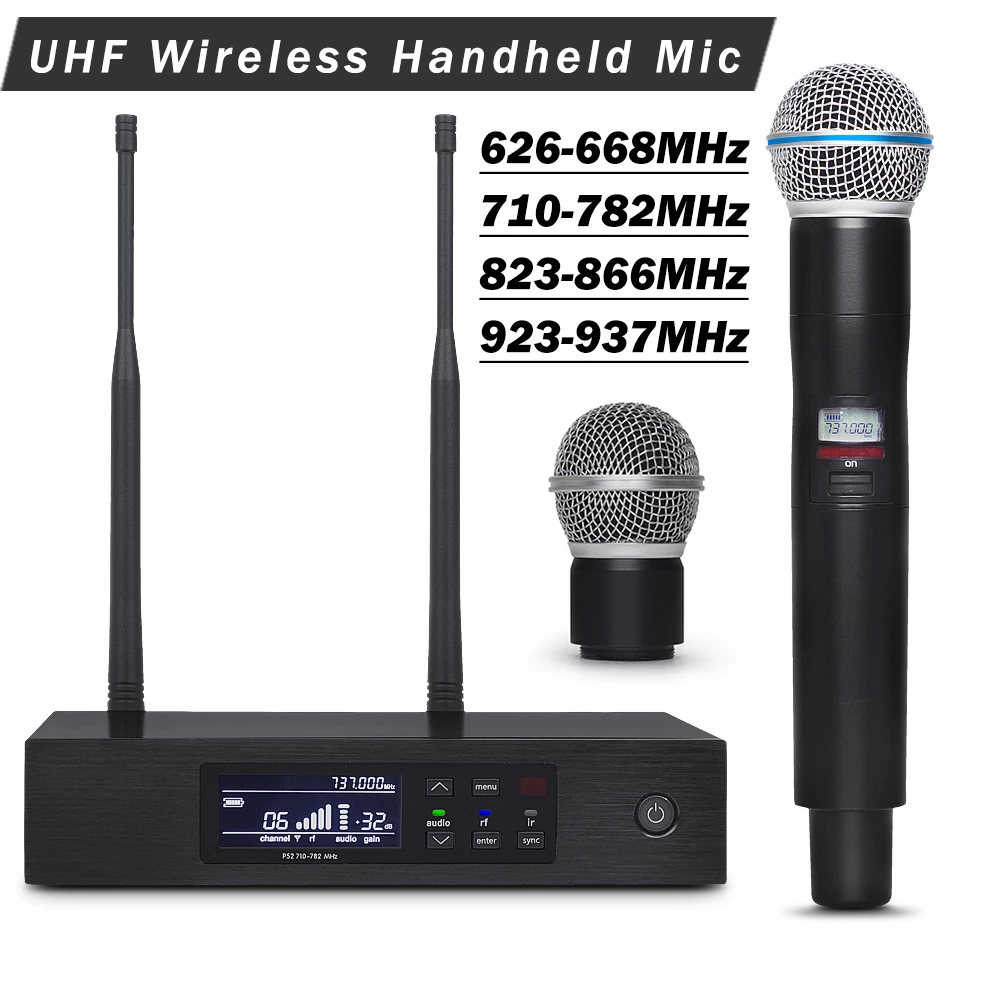 Профессиональная UHF Беспроводная микрофонная система QLXD4 2 капсула для