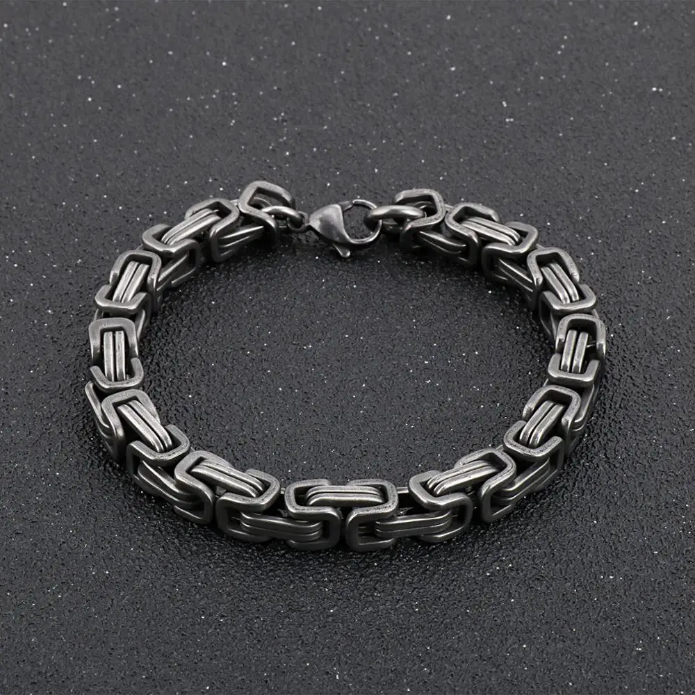 

7/8mm Width Fashion Stainless Steel Bracelet Men Punk Rock Jewelry high quality Pulseira Masculina Byzantine Chain Link Bracelet