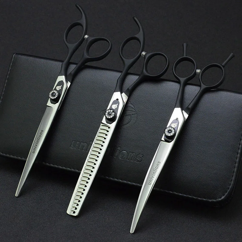 Изогнутые Ножницы для домашних животных 7 дюймов прямые и филировочные ножницы