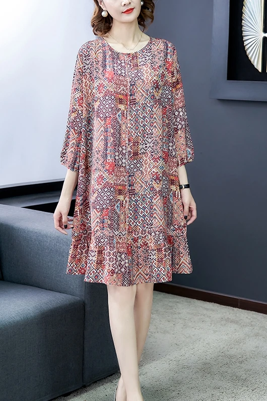 Шелковое богемное повседневное Летнее цветочное женское платье Новое