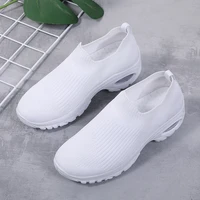 explosive style flying woven fashion air cushion casual sports breathable lightweight large size womens shoes