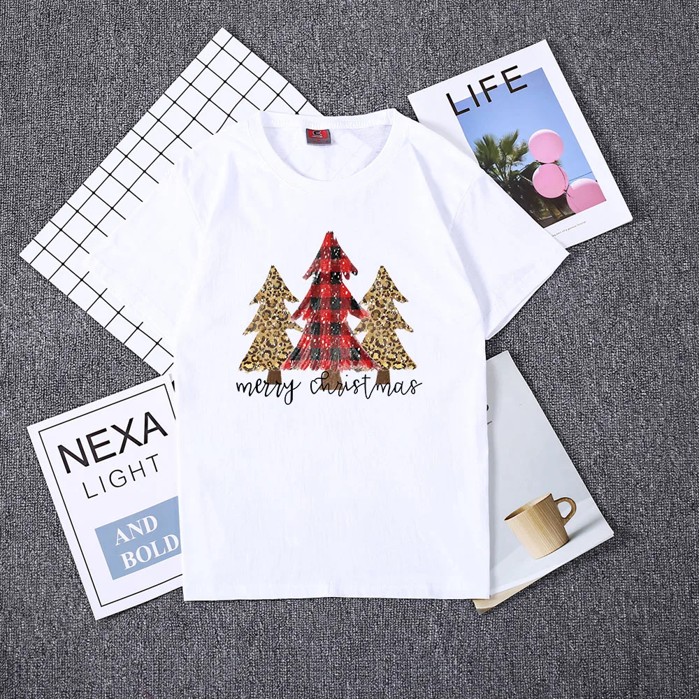 Женская футболка высокого качества модная с принтом рождественской елки милые