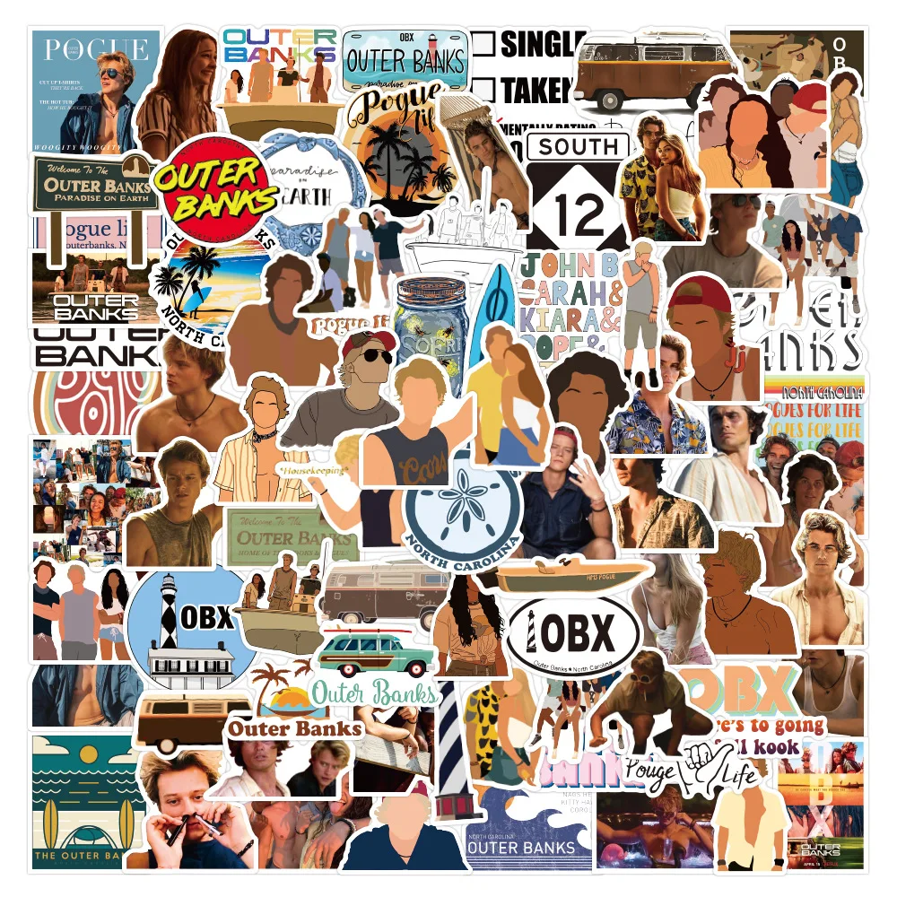 

100pcs/Pack Waterproof Cartoon Outer Banks Stickers Skateboard Suitcase Guitar Luggage Laptop Stickers Kid Classic Toy