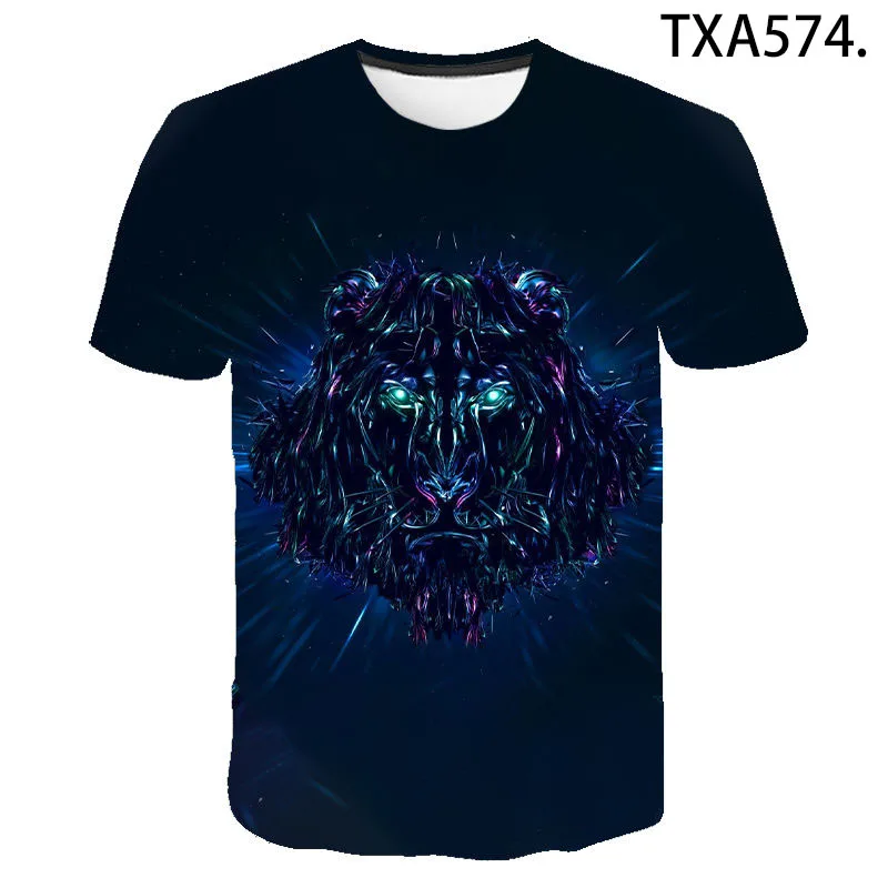 Модная футболка с 3D принтом льва крутые летние топы коротким рукавом и рисунком