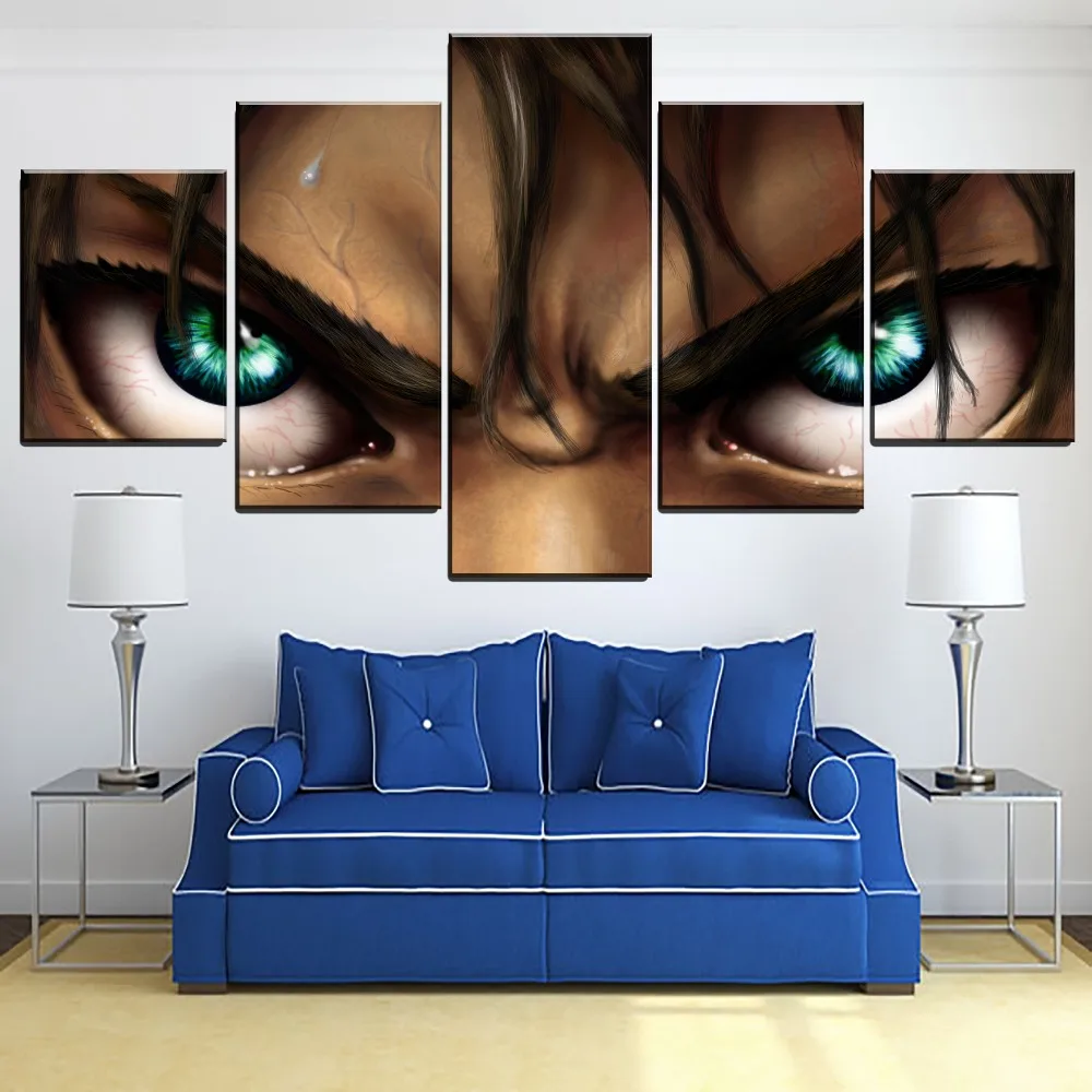 

5 Pcs Eren Yeager Anime Attack on Titan Poster Canvas HD Print Modular Paintings Modern Wall Art Home Decor Living Room Pictures