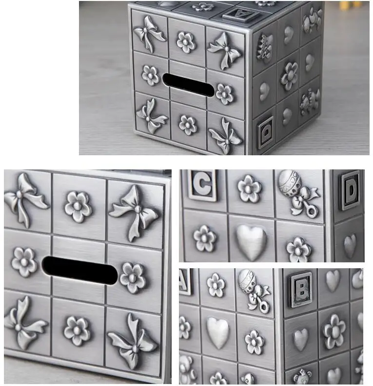 Креативная квадратная Копилка куб для монет копилка из оловянного сплава