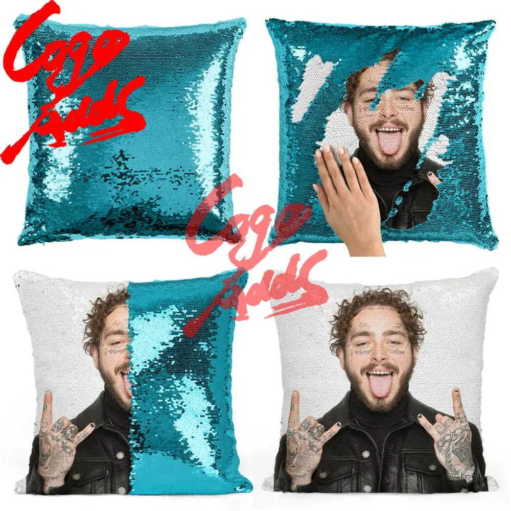 Подушка с блестками Post Malone | Наволочка Двухцветная подушка Подарок для нее Него