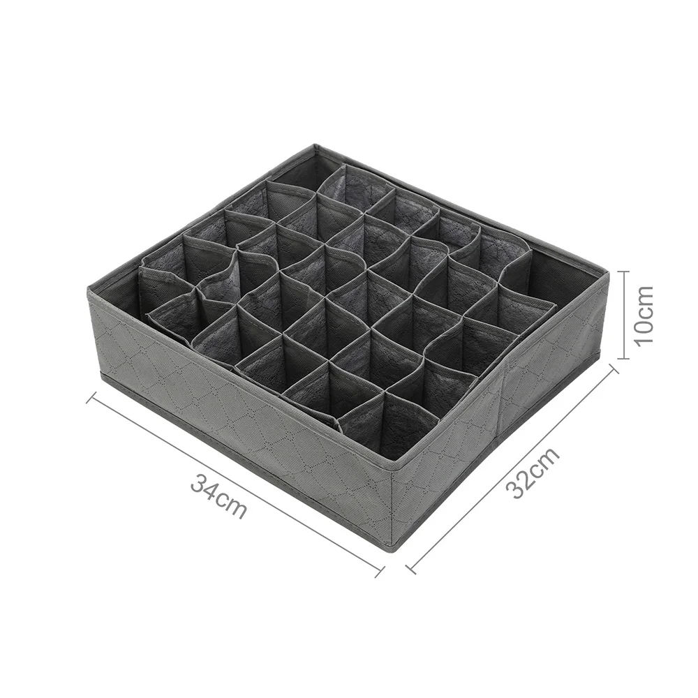 

30 Grid Underwear Socks Tie Bamboo Charcoal Non-woven Storage Box Foldable Space Saver Drawer Organizer Bedroom Cabinet Tool