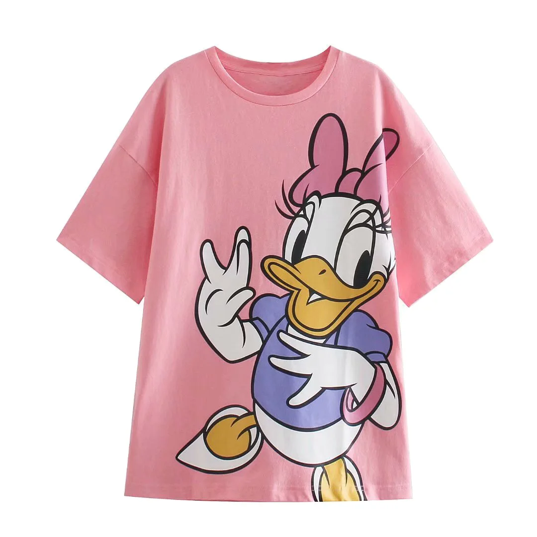 

Disney spring/summer new European fashion all-match women's top Donald Duck series pure cotton short-sleeved T-shirt