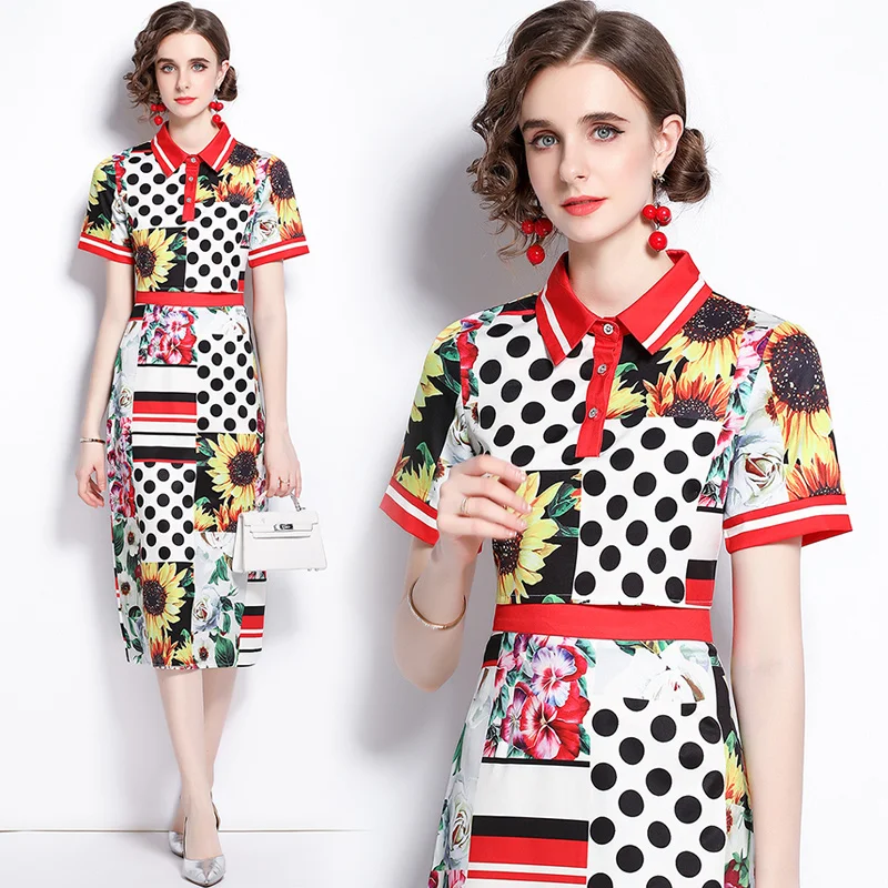 

Restoring ancient ways will spot the new summer dress lightly cooked printed package hip skirt aristocratic temperament suit