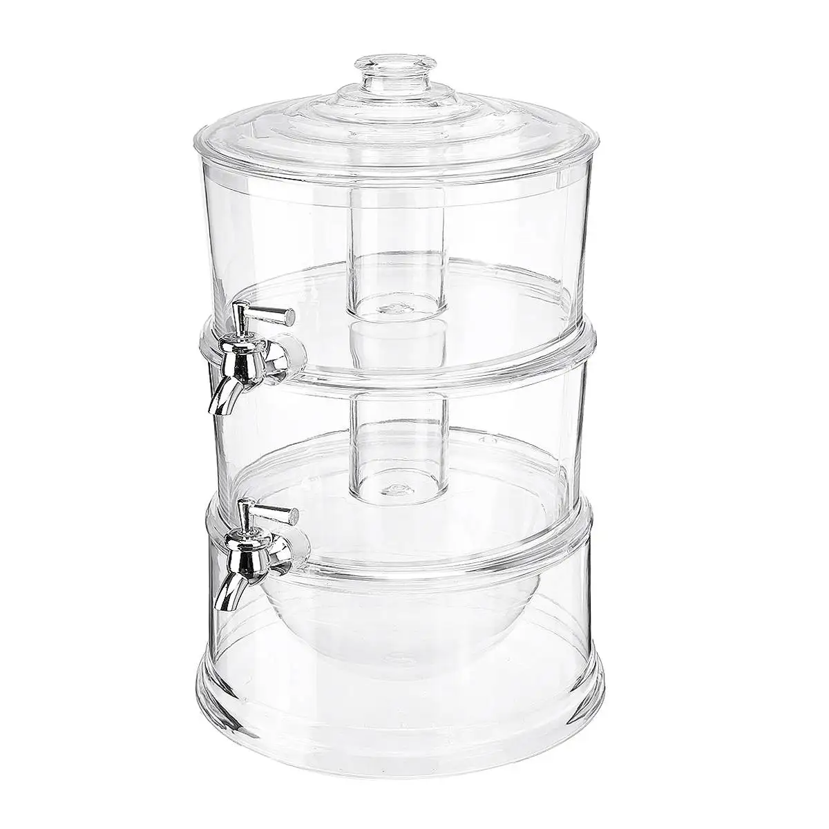 

New 2 Layers Juice Dispenser Cold Drink Lemonade Beverage Cooler Holder 2 Taps Plastic Container Kitchen Barware Party Bar Tool