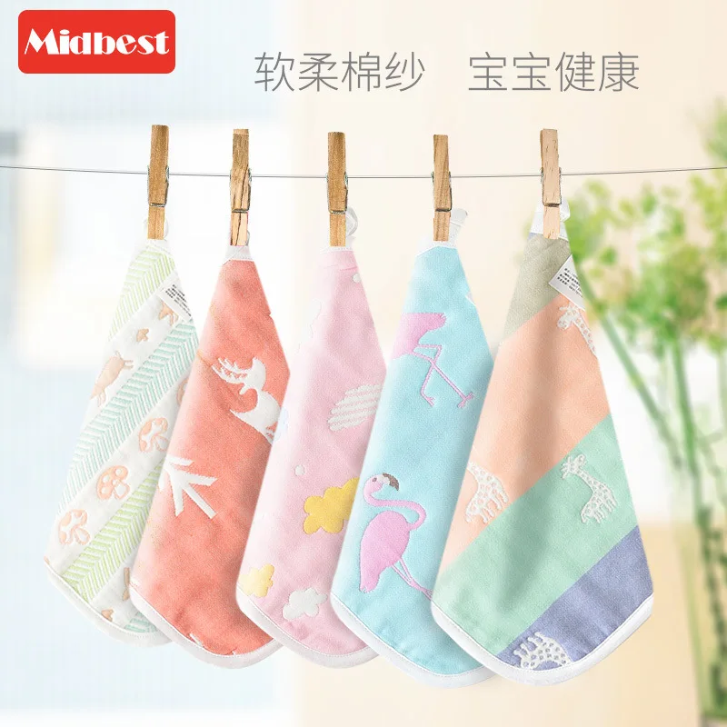Маленькое квадратное детское полотенце из чистого хлопка Midbest 30*30 см [Three up | Мать и