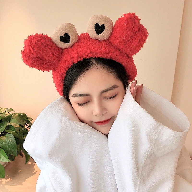 

2021 New Headband For Washing Face Makeup Hairbands Girls Elastic Holder Hair Bands Cartoon Crab Ears Turban Hair Accessories