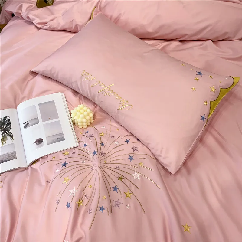 Роскошный комплект постельного белья розового синего желтого цветов 2019