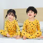 Хлопковый пижамный комплект для девочек, одежда для сна с мультяшным рисунком для мальчиков, осенняя одежда для малышей с длинным рукавом и штаны, одежда для отдыха для мальчиков, домашняя одежда