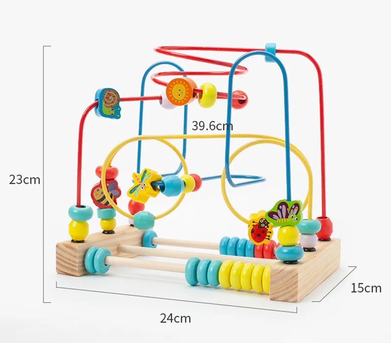 

2021Children's Wooden Animal Color Big Round Bead Baby Hand Eye Coordination Fine Action Exercise Cognitive Early Education Toys