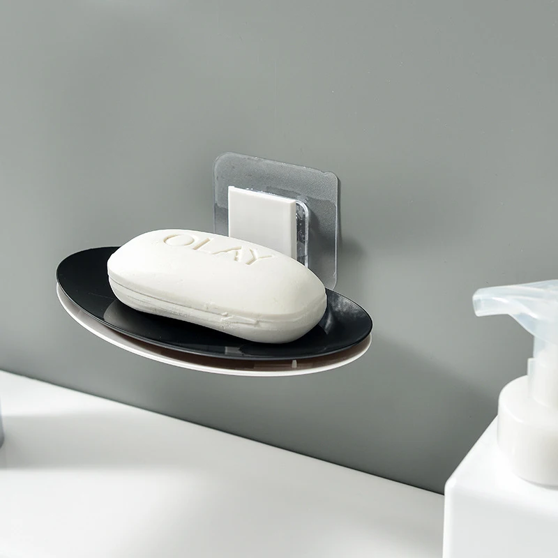 

Wall-mounted Soap Box Suction Cup Soap Tray Free Punch Drain Rack Simple Soap Dish For Bathroom Toilet Organizer