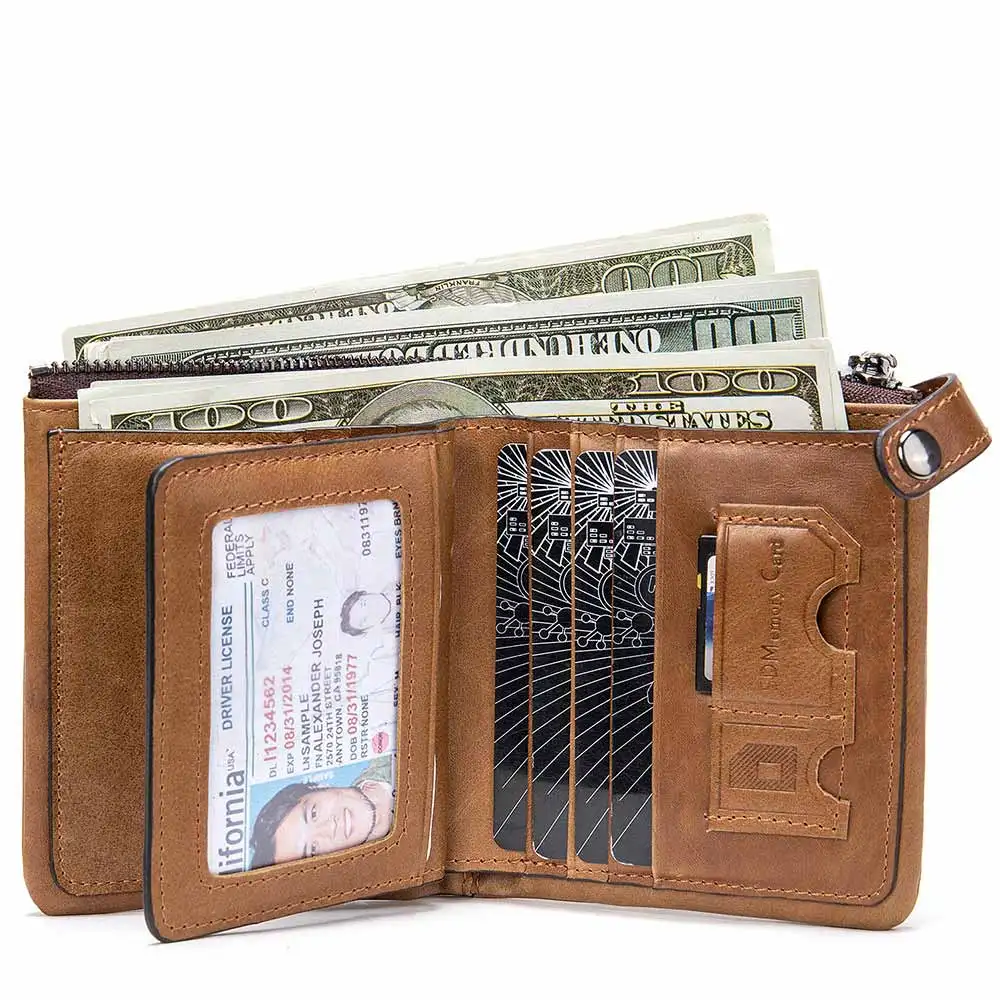 Genuine Leather Men's Wallet Short Anti-theft Swipe Card Holder Rfid Wallet Driver's License Card Top Layer Leather Men's Wallet
