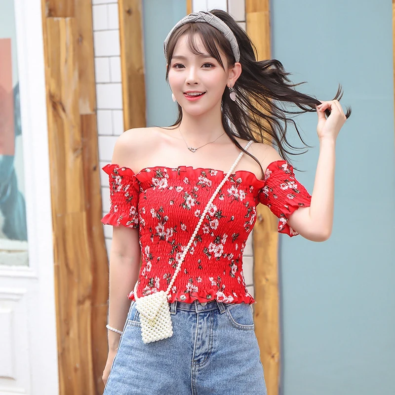 2019 Сексуальная футболка с вырезом лодочкой и открытыми плечами Женская