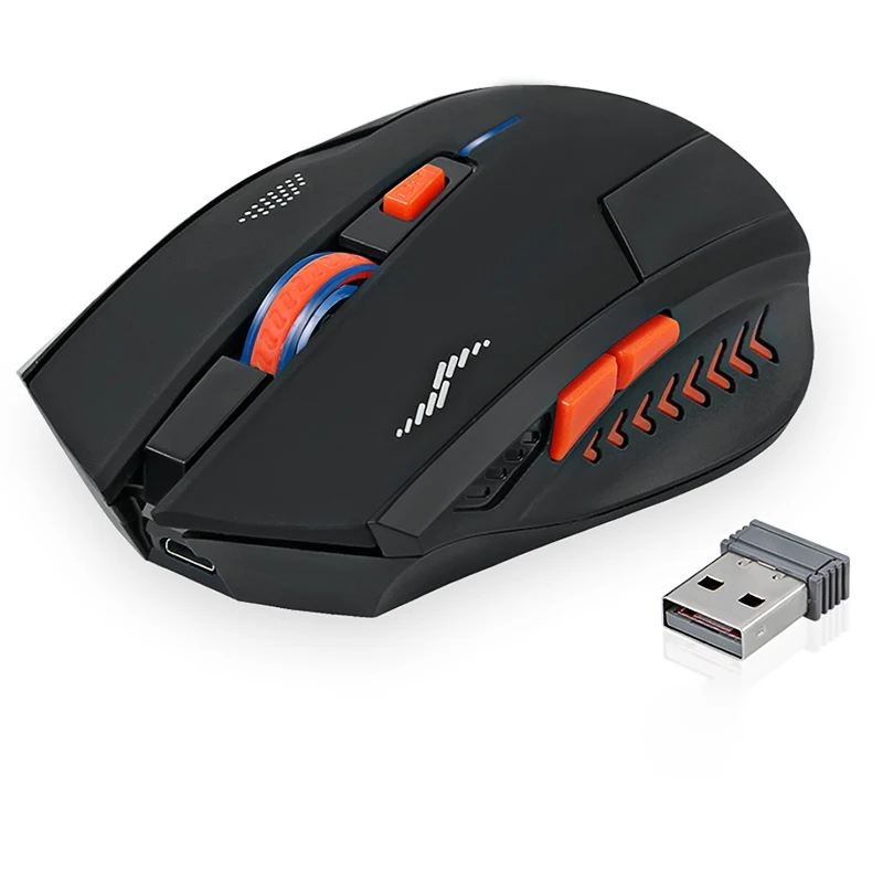 Перезаряжаемые мышь беспроводная 2400 Точек на дюйм 2.4 г Gaming Optical Мышь геймер тишина встроенный Батарея компьютер Мыши компьютерные для ПК ноутбуков Mac - Цвет: old Black