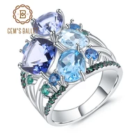 gems ballet 925 sterling silver geometric statement rings natural mystic quartz topaz gemstone ring for women wedding jewelry