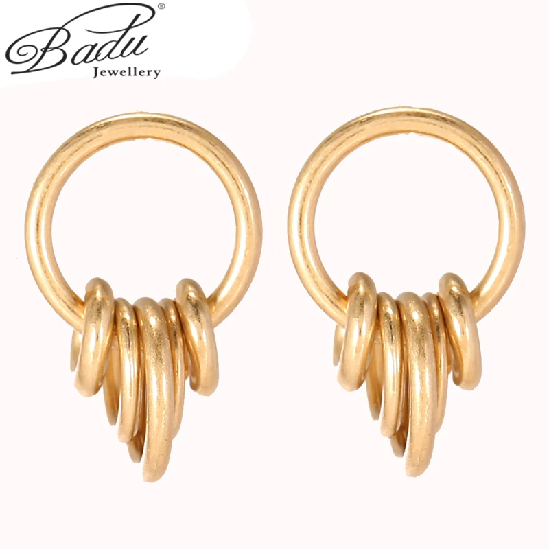 

Badu Gold Hoop Earring Multi-layer Pendant Bright Gold Environmental Protection Material 2 Colors Choice Minimalist Design Gifts