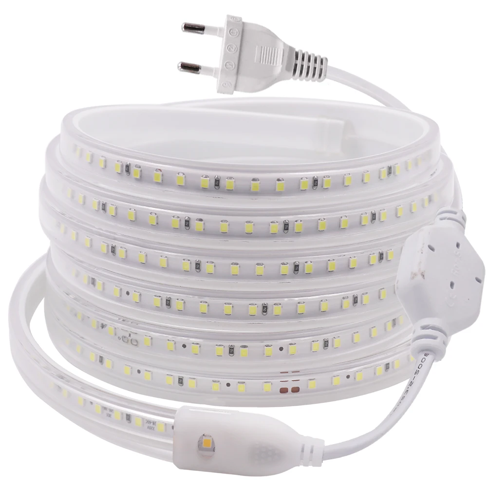 

LED Strip 220V Waterproof High Safety High Brightness Indoor Outdoor Decoration 120LEDs/M 2835 Flexible Ribbon Tape Light Lamp