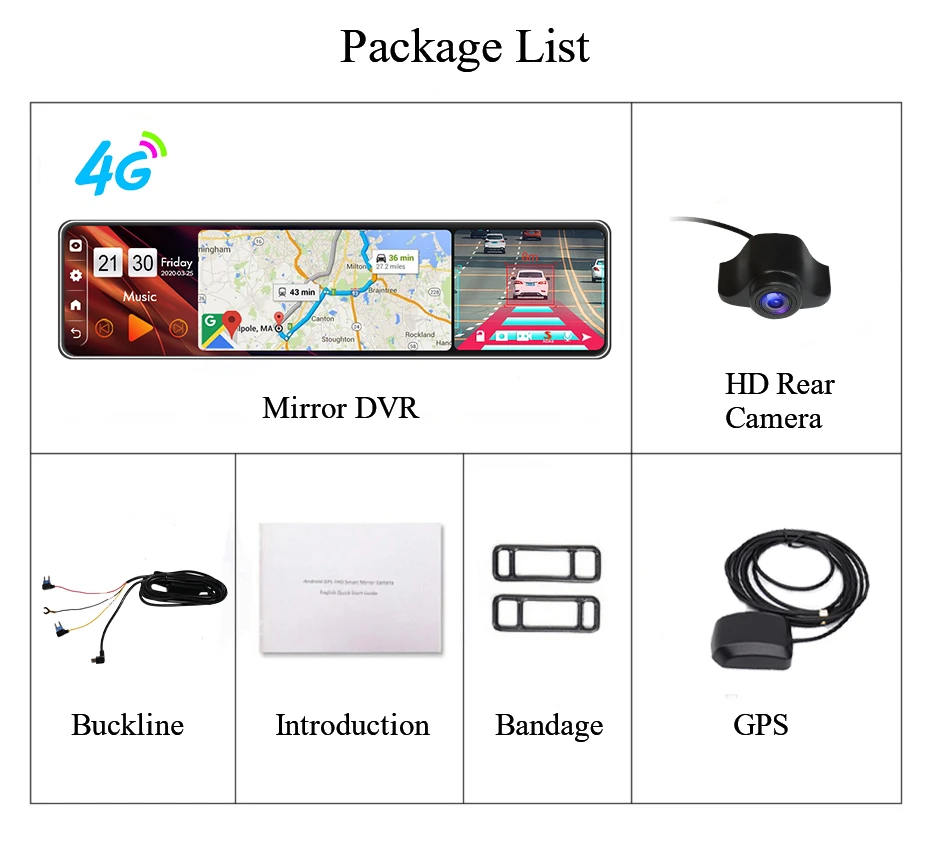Автомобильный видеорегистратор Android 8 112 дюйма Wi Fi GPS навигация 4G зеркало заднего