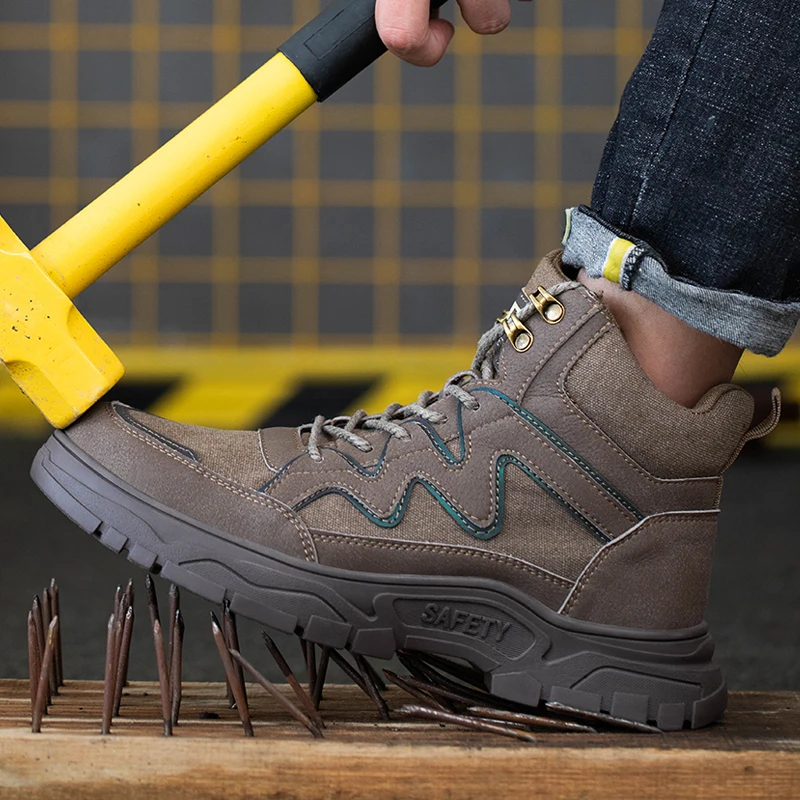 New Work Boots Safety Steel Toe Shoes Men Protective Shoes Work Sneakers Anti-smash Anti-puncture Safety Shoes Hiking Boots