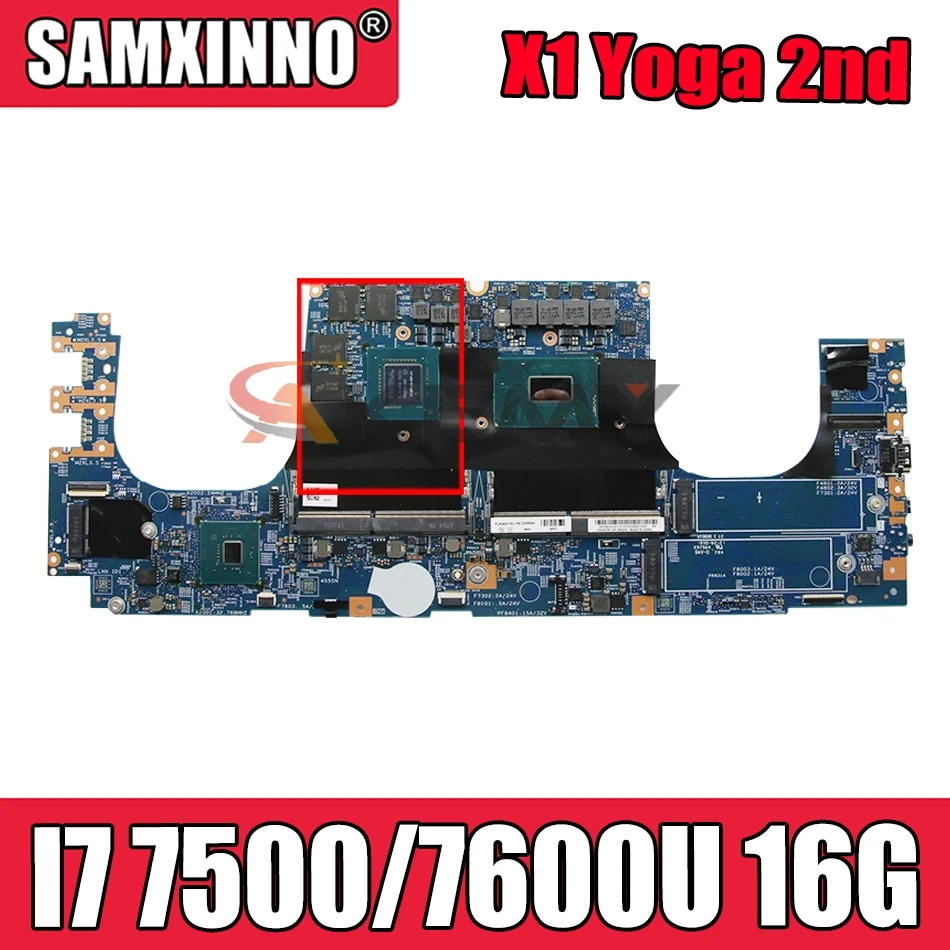 

For Lenovo ThinkPad X1 Yoga 2nd Gen laptop motherboard 16822-1 W/ I7 7500 / 7600U 16G-RAM FRU 01LV185 01AX876 Mainboard