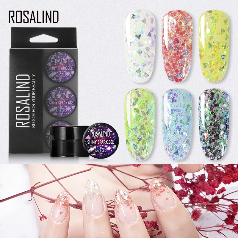 ROSALIND блестящие светящиеся лампы и комплекты для маникюра Платиновый гель ногтей