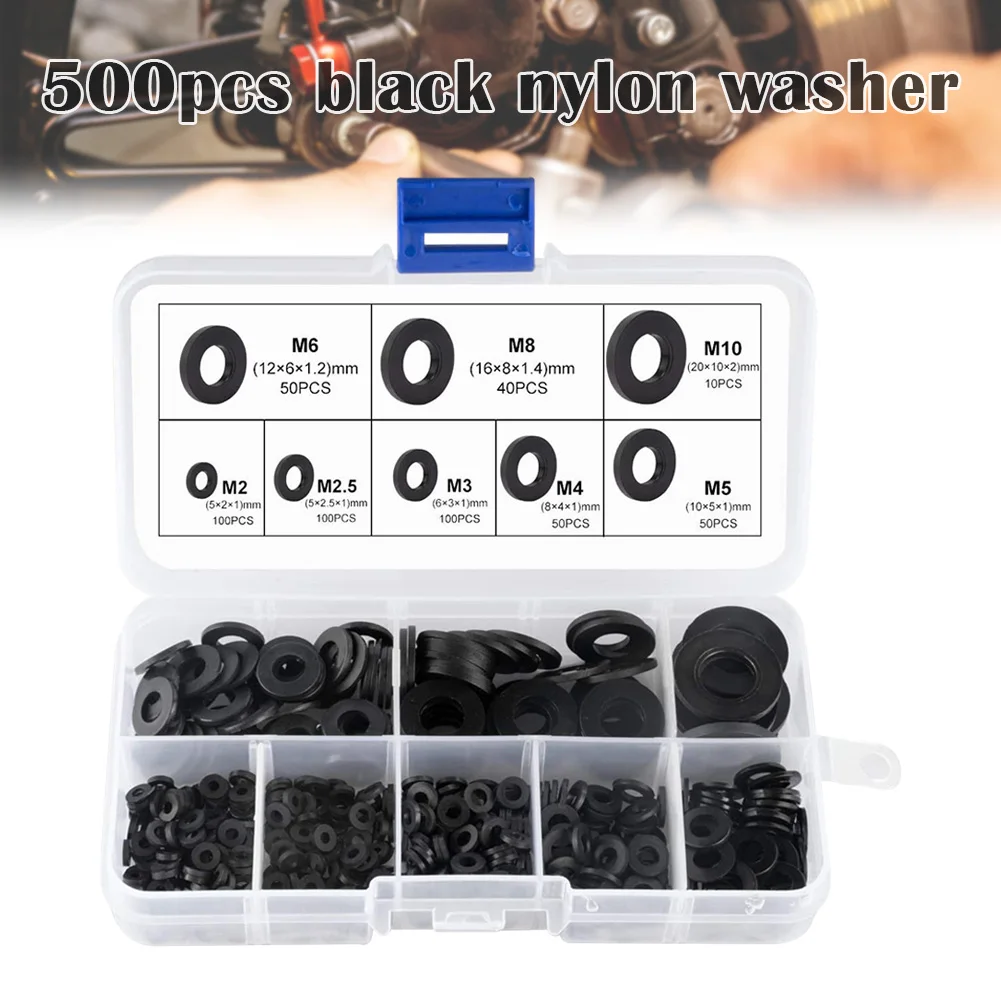 

500 Pieces Plastic Washers Rubber Flat Washers Nylon Washers Corrosion-Free Washers for Industrial Fixings