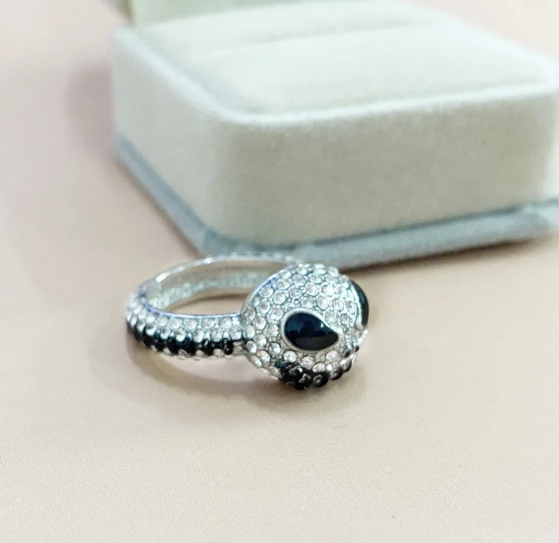 Кольцо на Хэллоуин в виде демона тыквы лампы черные кристаллы милый дизайн для